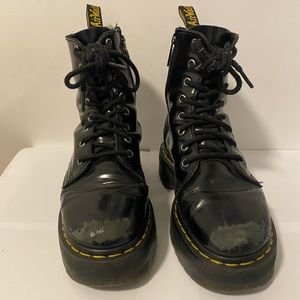 polished smooth black platform jadon dr. martens